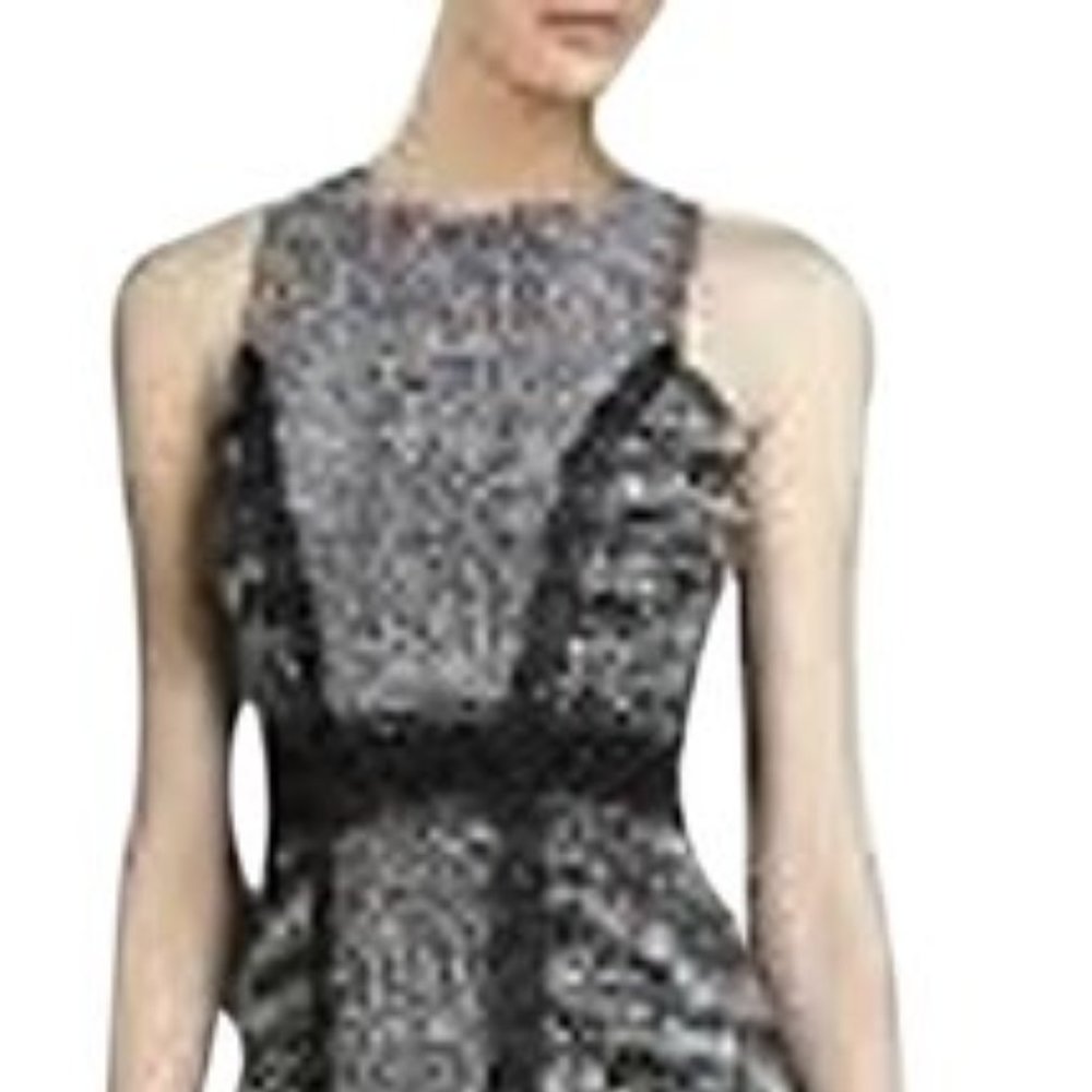 BCBGMaxAzria Black White Asymmetric High Low Formal Dress